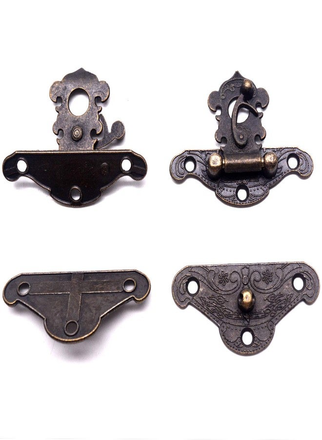 Karcy Hasp Locking Buckle for Cabinet Gift Box Lock Buckle Latch Hook Clasp with Screws 1.9"x1.5" Bronze Zinc Alloy Set of 5 - Image 3
